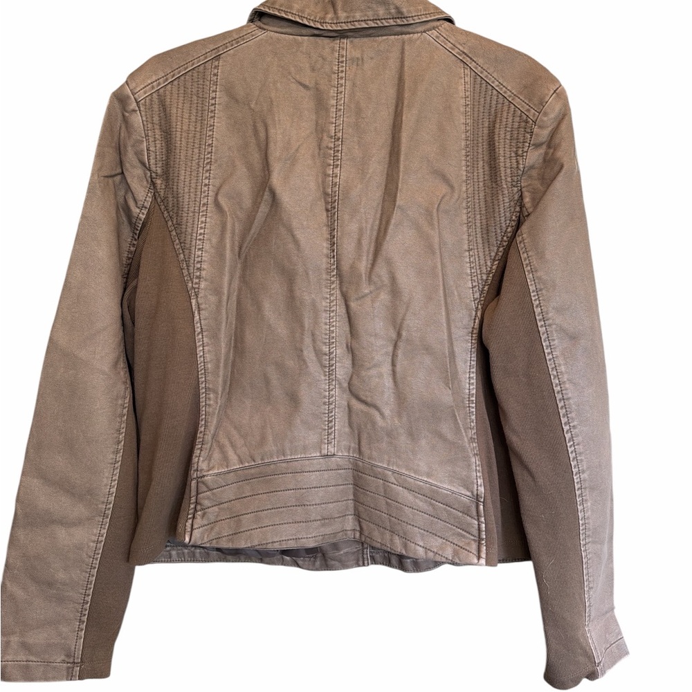 Andrew Marc Brown Faux Leather Moto Jacket XL NWT Biker Style - Picture 7 of 7